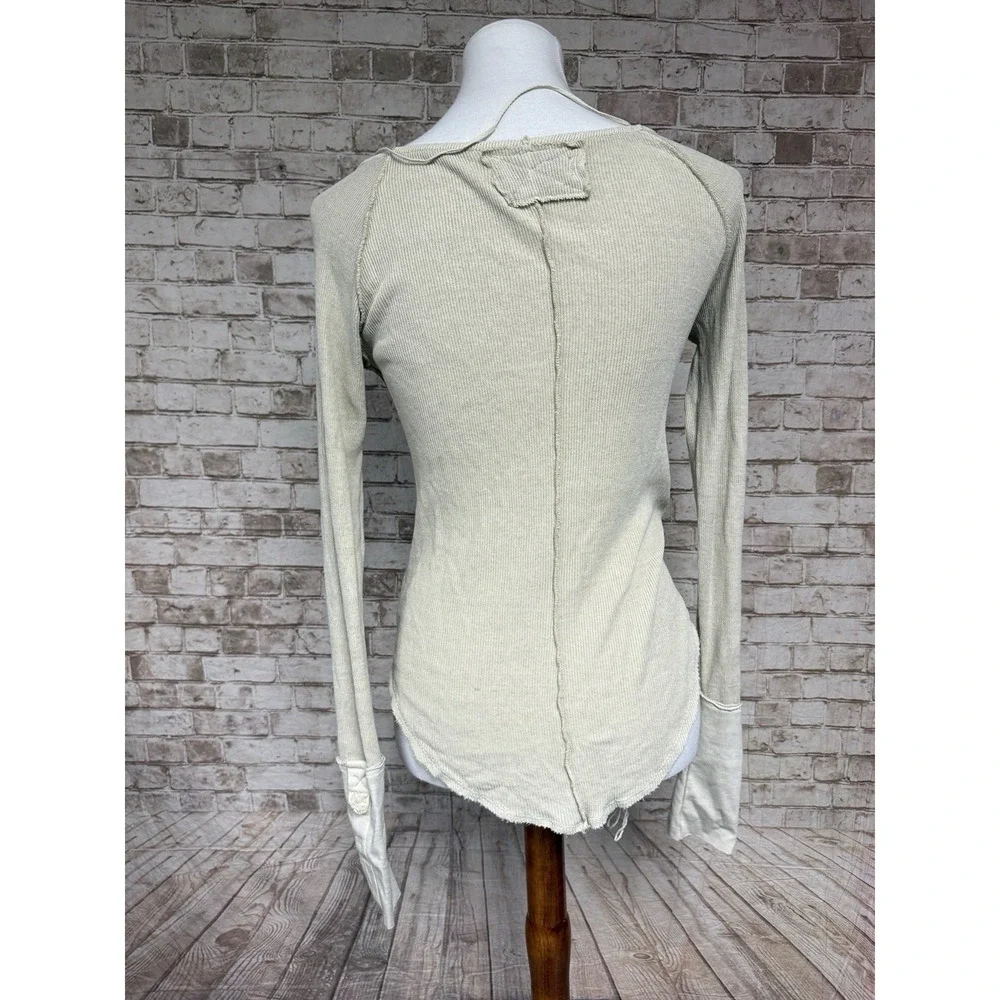 FREE PEOPLE We the Free' Thermal Long Sleeve Top XS‎ IVORY boho